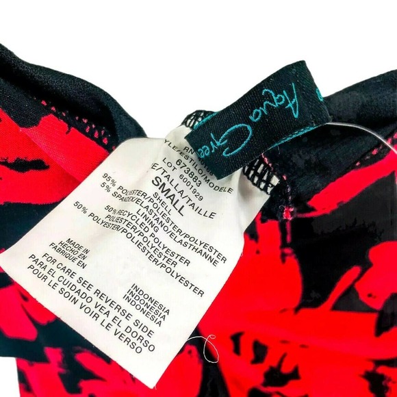 Aqua Green NEW Red Black Tiered Ruffle Front Halter Tankini Swim Top Size Small - Picture 9 of 9